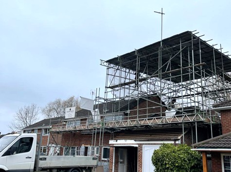 scaffolding with roof